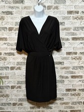 Vince Camuto Womens Black Dress Size 2 Faux Wrap Dolman Sleeve Drappy Classic