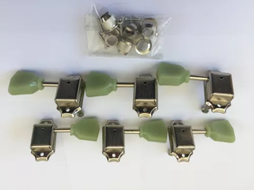 Vintage Style (Gibson) 3x3 "Green Keystone" Tuners - Nickel