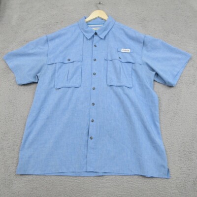 Magellan Shirt Men 2XL Blue Relax Button Utility Pocket Outdoor Adventure Dad