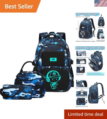 School Backpack for Boys Teens Bookbag Travel Daypack Kids Girls Lunch Bag Pe...