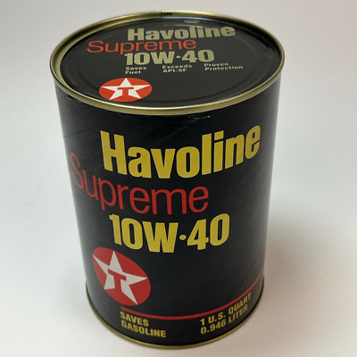 Texaco Havoline Supreme 10W-40 Qt Can ORIG EMPTY NEVERFILLED SEALED No punctures