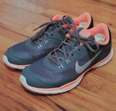 Nike Womens Flex Trainer 5 724858-012 Gray Orange Running Shoes Lace Up Size 7.5