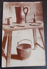 vtg postcard art England RPPC Winchester Cathedral table implements real photo