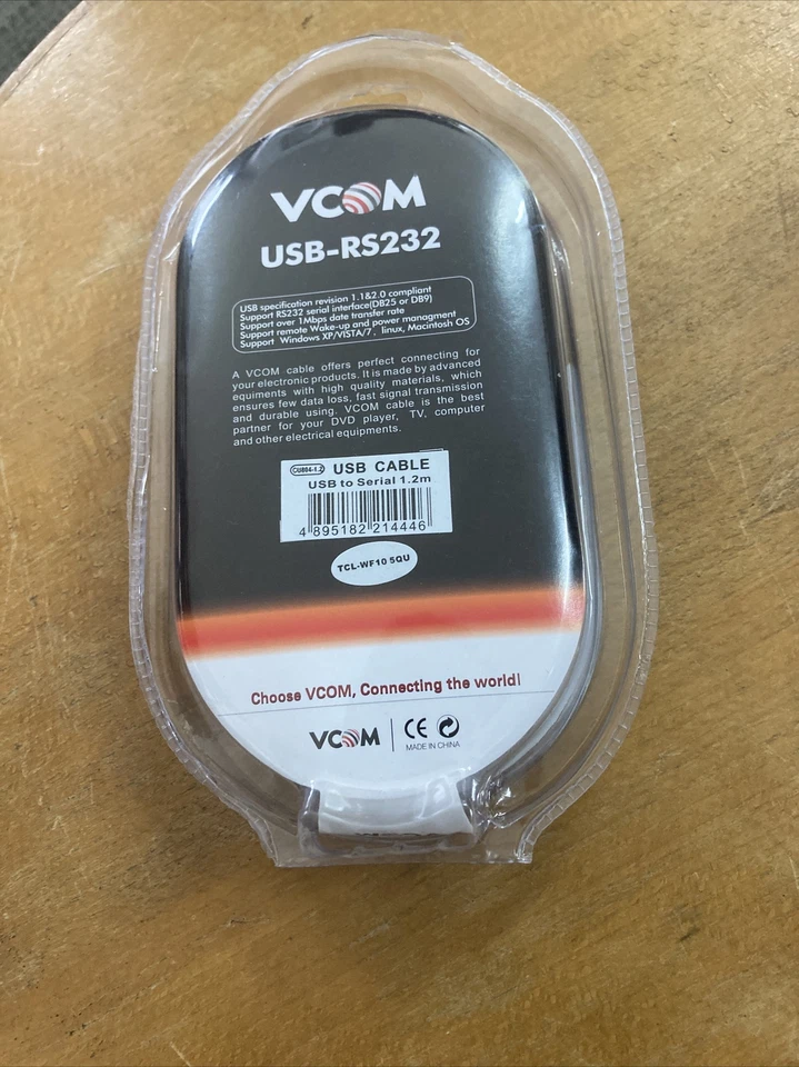 VCOM USB to RS232 Cable Male 9 Pin Male Serial Connector 1.2 Meter Top Quality - Image 2 of 3
