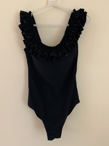 black frill swimming costume