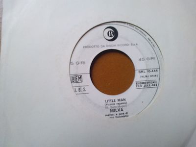 7'' PROMO MILVA LITTLE MAN (S. BONO MOGOL) PARIGI SORRIDE OST PARIGI BRUCIA EX