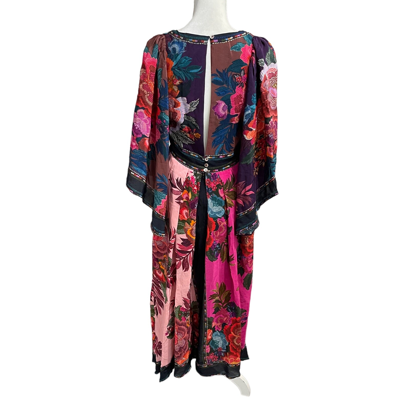 Farm Rio NWT Extra Small Flower Scarves Maxi Kimono Dress RARE Open Back |  eBay