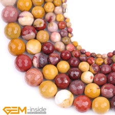 Natural Faceted Mookaite Jasper Gemstone Round Loose Jewellery Beads Strand 15"