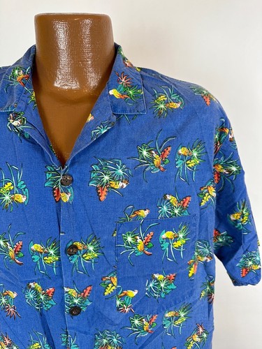Kennington Hawaiian Shirt XL Slim Cockatoo Parrot Tiki Aloha Cotton Vintage 80s - Picture 4 of 13