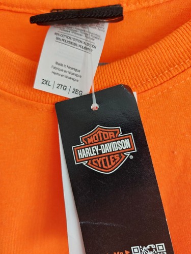 HARLEY DAVIDSON ORANGE T SHIRT 2XL NEW WITH TAGS - Picture 4 of 13