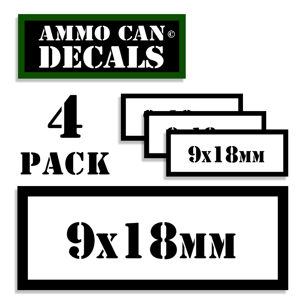 9x18mm Ammo Can Labels Rifle Pistol Ammunition stickers decal 4 pack WT 3