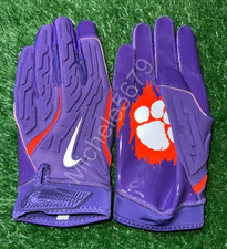 Nike Clemson Tigers Team Issued Superbad 7.0 Football Gloves Purple Size XL New
