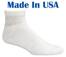 BEST QUALITY 6 PAIR OF WHITE DIABETIC ANKLE SOCKS SIZE , 9-11 MADE IN USA