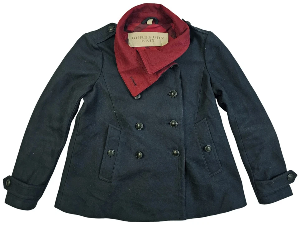 *LO ÚLTIMO Chaqueta Mujer BURBERRY BRIT SPORTS DOBLE BRESTED FORRADA LANA AZUL MARINO 10UK 6US M Foto 2 de 4