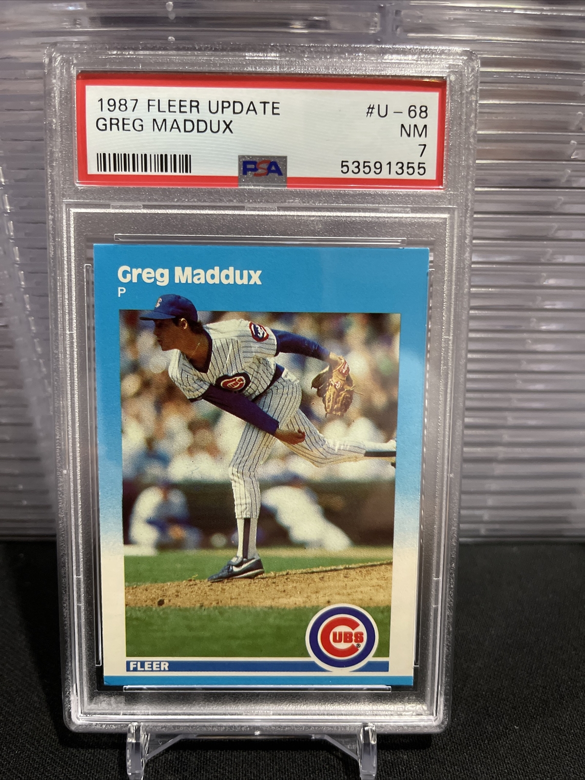 1987 Fleer Update #U-68 Greg Maddux RC PSA 7 Cubs, Braves, MLB HOF Cy Young