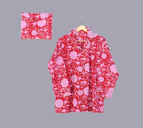 Conjunto de pijama de algodón indio hecho a mano estampado floral traje de noche vestido mujer conjunto de pijama. - Imagen 3 de 5