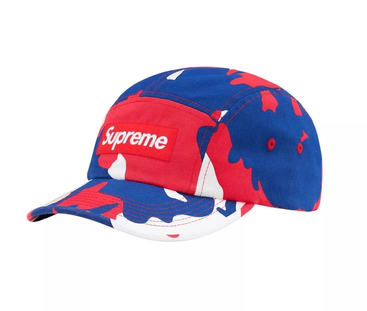 Casquette de camp sergé chinois lavé suprême boîte drapeau bleu rouge logo bogo denim bandana 