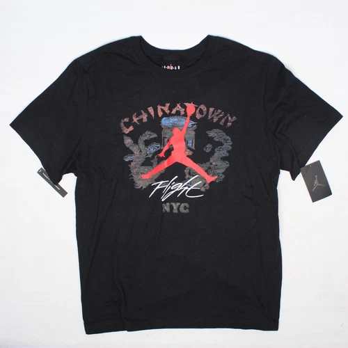 Air Jordan T Shirt Mens XL Black Cotton Chinatown NYC Graphic Print Flight