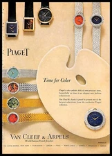 1966 Van Cleef & Arpels Piaget Watches Vintage PRINT AD Jewelry Luxury
