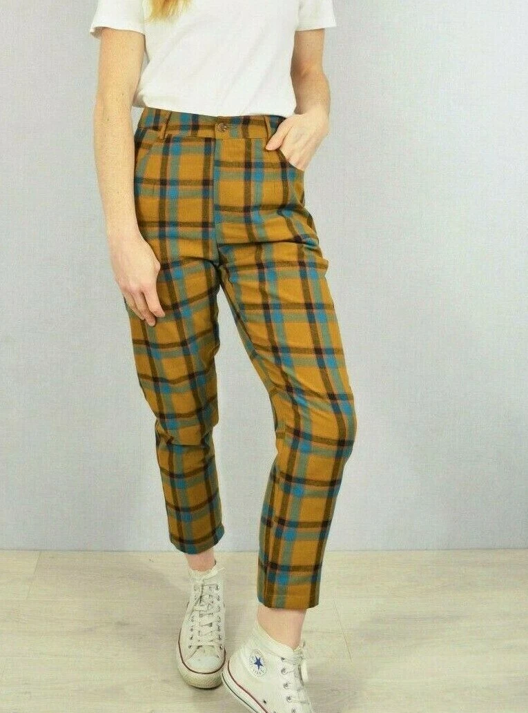 Plaid tapered pants womens shop