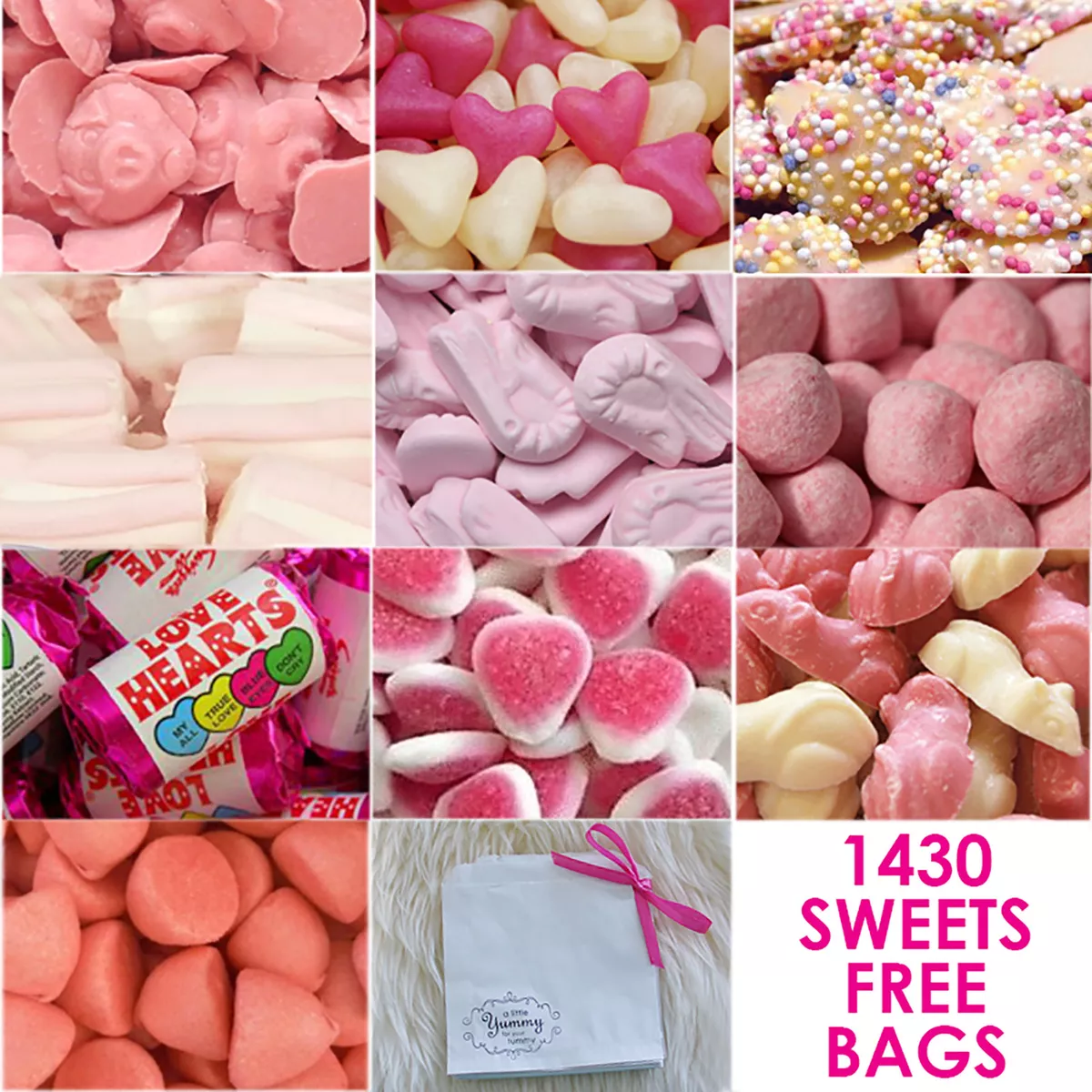 WEDDING Heart Shaped Pink and Cream Marshmallows Sweets