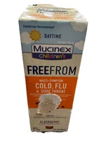 Children's Mucinex Daytime Cold & Flu~Elderberry & Cherry Age 6+ Exp. 10/26