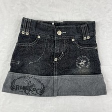 Vintage 2014 Girls Denim Skirt Black Metallic Built In Shorts Skort Rare Size 7
