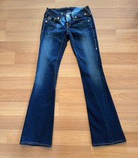 True Religion Bobby Big T Flare Jeans Womens Tag Size 25 Dark Wash USA Made Y2k