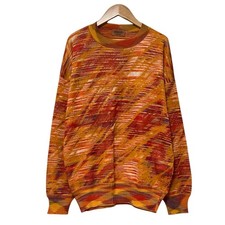 MISSONI all-over print knit pullover sweater, size 48, orange and red. mens USED