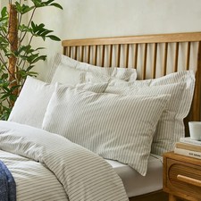 Linen Cotton Blend Charcoal Grey Pinstripe Pillow Cases Striped Bedding