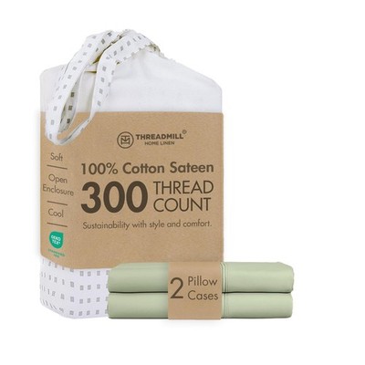 Threadmill Cotton Pillow Cases Pillowcases - Standard/Queen, Sage Green Solid