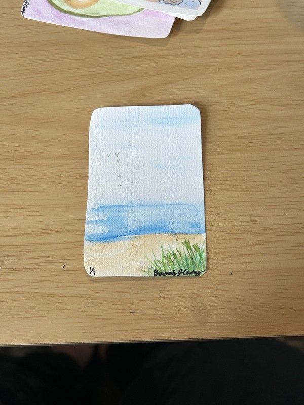 Water Waits Original ACEO Watercolor Ocean Miniature Art Card 1/1 