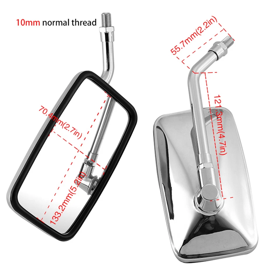 Motorcycle Chrome Rectangle Rearview Mirrors For Kawasaki KZ1300B Suzuki GS GN - Изображение 4 из 4