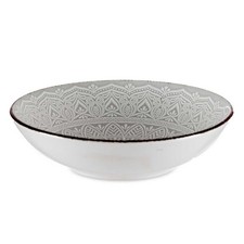 Suppenteller Schüssel Tiefer Teller Essteller Steingut 20 cm grau Mandala rund