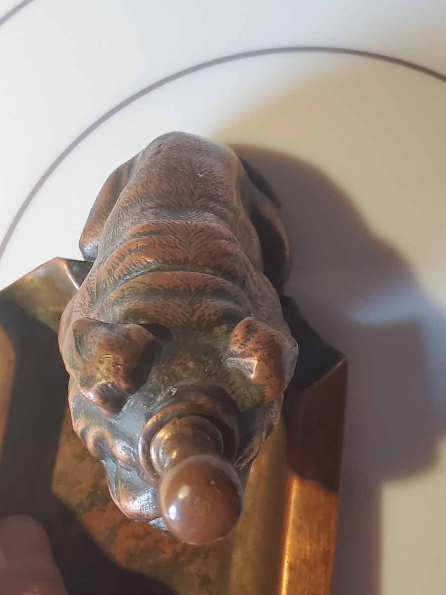 Ashtray RONSON BULLDOG RARE PERMANENT MATCH STRIKER ORIG. VINTAGE