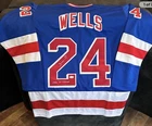 Jay Wells Signed 1994 SC Champs Inscription New York Blue Hockey Jersey (JSA)