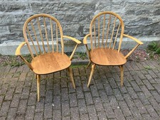 A Pair of Vintage Ercol  Blonde Armchairs / Ercol Carver Chairs / Ercol Windsor