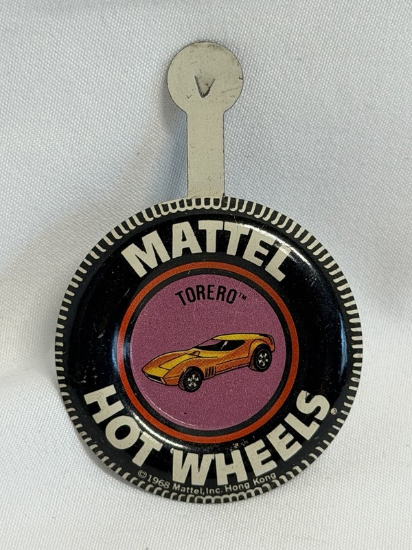 1968 MATTEL HOT WHEELS REDLINE ERA TORERO METAL PIN/BUTTON