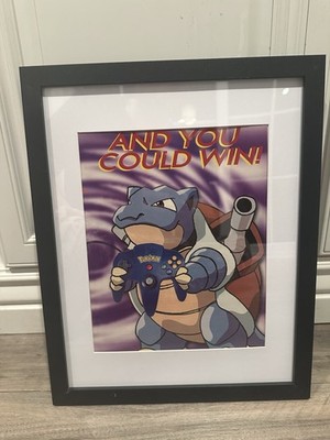 Authentic Framed Pokemon VTG 11x14 Blue Version Gameboy Color Blastoise N64