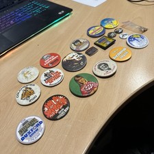 Job Lot of 20 Pin Badges and Button Badges Advertising Vintage Old TV Band Etc