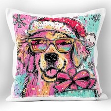 915 Preppy Golden Retriever Christmas Decor Pillow Covers 18x18, Christmas