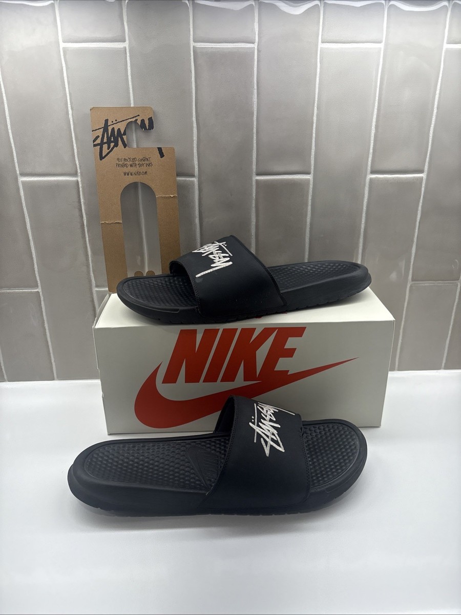 Stussy x Nike Benassi Sandals, Mens Off Noir Slides CW2787 