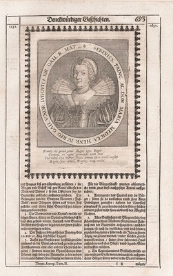 Maria de Medici Firenze Queen Königin France Portrait Kupferstich 1640.