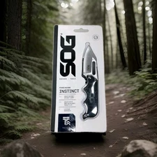 SOG Fixed Blade Instinct Mini 2.3” Satin Black With Nylon Sheath Belt Clip