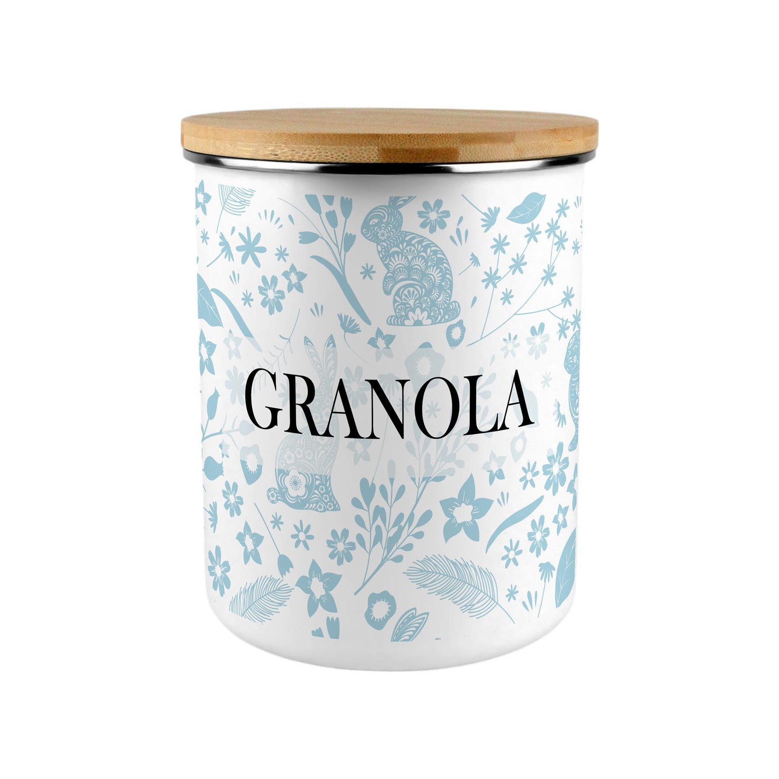 Blue Rabbits Granola Storage Canister - XL Enamel Container Home Gift
