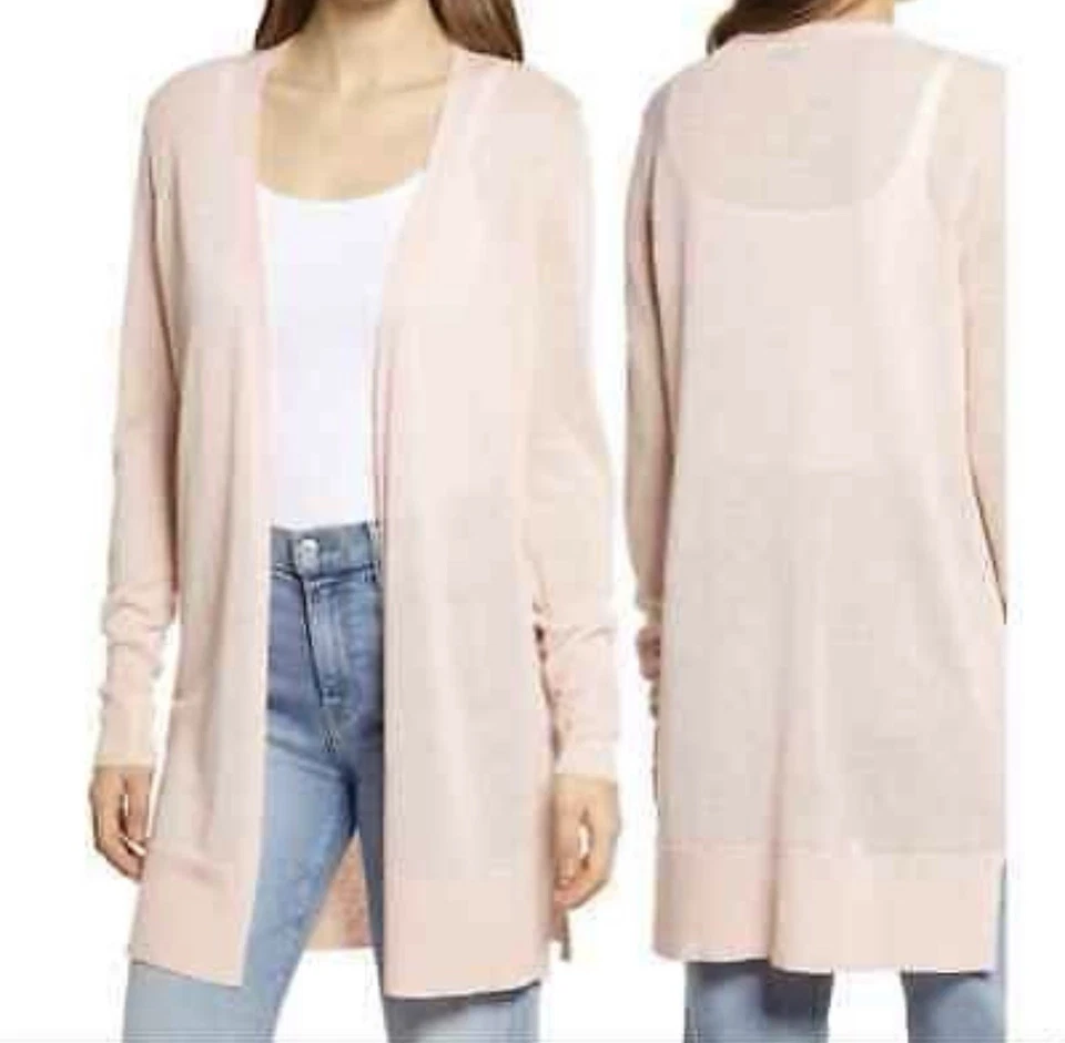 Halogen Women’s Linen Blend Cardigan Size XS Petite Open Front Fall Casual Chic - Image 2 of 4