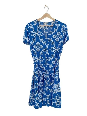 H&M Robe à manches courtes Dames Robe T EU 34 bleu-blanc style décontracté - Photo 1/4