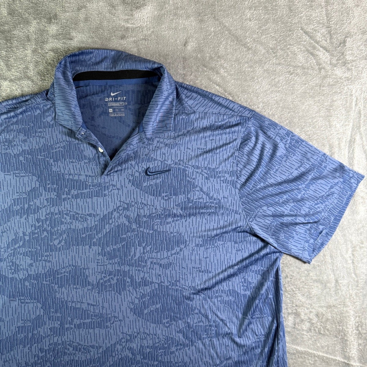Nike Dri-FIT Golf Polo Shirt XXL Blue Abstract Print Short Sleeve