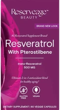 Reserveage Resveratrol 500 mg with Pterostilbene 60 Veggie Capsules Exp 2027