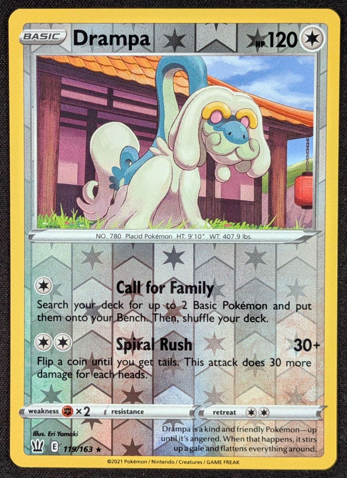 Drampa 2021 Battle Styles Reverse Holo Rare Pokemon Card 119/163 (NM)
